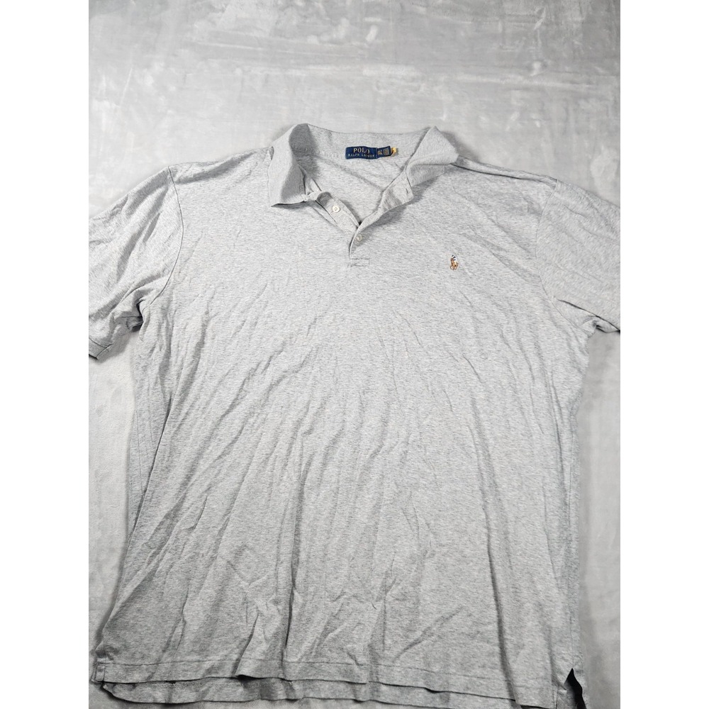 Polo Ralph Lauren Mens 2XL Soft Cotton Knit Short Sleeve Collar Shirt Flesh Pony
